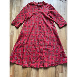 ZURI KENYA Cotton Abstract Pattern Shirt Dress Sz XS Long